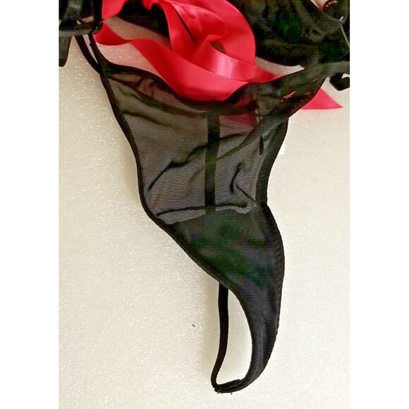 True Desire Babydoll Lingerie NWT Black Sheer Lace Push Up Wired Medium      T28 - Picture 5 of 9